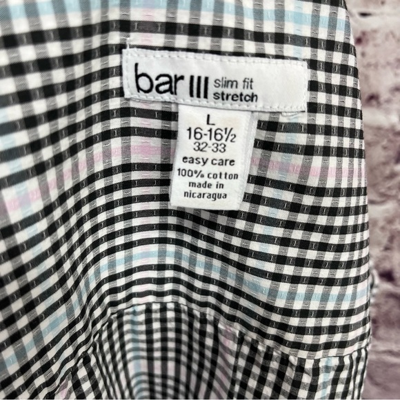 Bar III Black Check Button Front Long Sleeve Shirt - Picture 9 of 10
